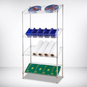 Estante de Alambre para Almacén, Cromado, Antiestático, Estante de Exhibición para el Hogar con Ruedas - Product Image 4