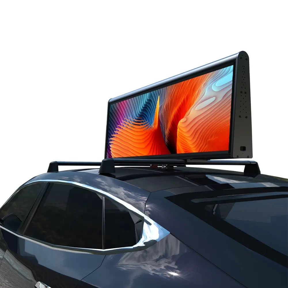 Taxi top led display 2mm 2.5mm 2.96mm ultra thin led double display wifi taxi advertising screen YAHAM 3.10 car top sign