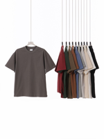T-shirt en coton lourd pour homme, 260 GSM, surdimensionné, uni, col rond, pour streetwear, style hip-hop, T-shirt à grammage élevé