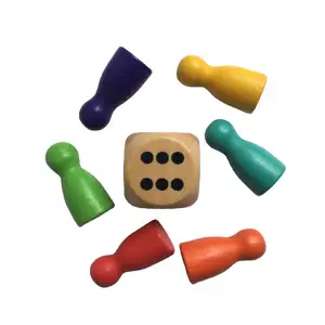 Warna-warni dicat papan catur kayu 12*25mm pesawat pion dadu menyenangkan permainan papan mainan untuk anak-anak dan keluarga bermain