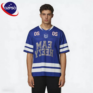 QZFSO Wholesale Custom Sublimation Soccer T Shirt American Football Uniform <b>Top</b> Rhinestone Mesh Fabric Rugby Sport Jersey - Product Image 1