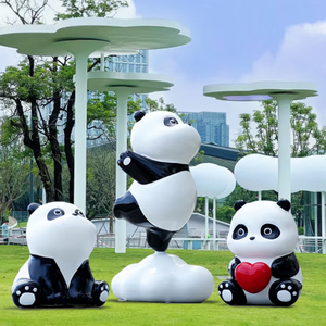 Sáng tạo bền hiện đại Thiết kế ngoài trời sợi thủy tinh gấu trúc điêu khắc cho vườn cảnh quan đá khắc sản phẩm - Product Image 1