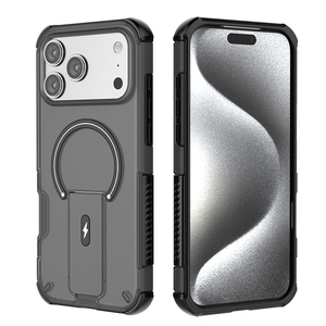 Custodia Magnetica Antiurto per Telefono con Cavalletto Integrato, <span class=keywords><strong>Cover</strong></span> Protettiva Trasparente con Impugnatura Antiscivolo per <span class=keywords><strong>Smartphone</strong></span> - Product Image 1