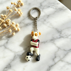 Llavero de resina con diseño de <span class=keywords><strong>cachorro</strong></span> deportivo adorable Xi Qing, colgante de perro con patineta y balón de fútbol, accesorio de llavero de Jack <span class=keywords><strong>Russell</strong></span> <span class=keywords><strong>Terrier</strong></span> para regalo - Product Image 3