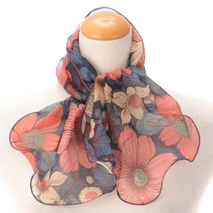 ผ้าพันคอพิมพ์ลายดอกไม้หลากสีสำหรับผู้หญิง ผ้าคลุมไหล่แฟชั่นย้อนยุคน้ำหนักเบา ผ้าพันคอศิลปะสำหรับฤดูใบไม้ผลิและฤดูร้อน เหมาะสำหรับการสวมใส่ในชีวิตประจำวัน - Product Image 1