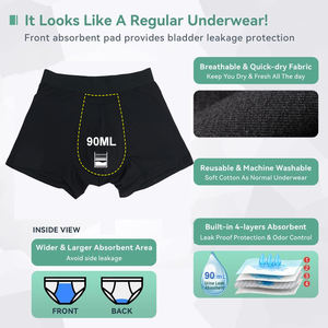 Boxers d'incontinence réutilisables Hygieia à haute absorption pour hommes, 90 ml, invisibles, absorbants, avec contrôle des odeurs - Product Image 3