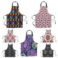 Paisley médaillon Floral ethnique Mandala ornement henné Style bavoir tablier avec cou réglable adapté cuisine serveuse Chef Grill