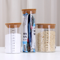 Pot en verre hermétique pour aliments de cuisine avec couvercles à vis en bois d'acacia