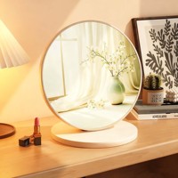Miroir de maquillage décoratif rond en bois massif rétro pliable de grande taille écologique pour bureau, table, chambre à coucher, coiffeuse