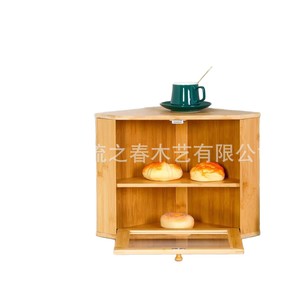 Bamboo double-layer bread box, household pastry and cake dustproof wooden box, <b>kitchen</b> decoration food storage rack - Product Image 2