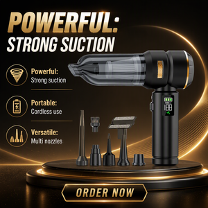 Souffleur d'air portable électrique sans fil 2-en-1 avec moteur brushless 3 vitesses et mini-aspirateur, batterie 6000 mAh pour voiture - Product Image 2