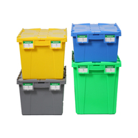 Boîte en plastique solide de 600*400*320 mm avec couvercle empilable pour le stockage à domicile, au bureau, au supermarché, utilisation écologique, caisse en plastique recyclable