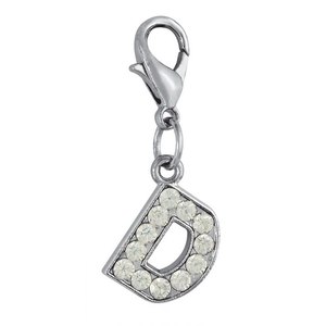 Ciondolo a forma di lettera D in cristallo con strass per la creazione di gioielli e l'artigianato - Product Image 1