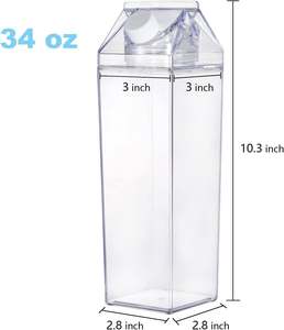 Bouteilles d'eau en plastique anti-fuite de 500 ml, 750 ml, 1000 ml, 1900 ml, avec couvercle à vis, pour les fêtes, lavables au lave-vaisselle, design minimaliste - Product Image 4