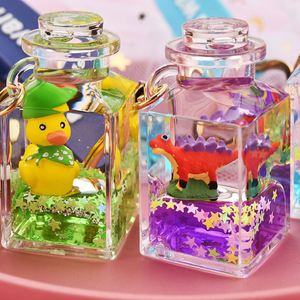 Creative Fashion <b>Square</b> Keychains Liquid Floatation Keyring Trend Car <b>Key</b> Pendant Cute Bag Keyfob Ornament - Product Image 1