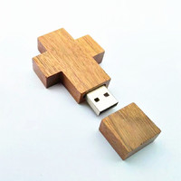 Grosir Pabrik Stik usb kayu bentuk silang 3.0 usb logo kustom Stik usb kayu