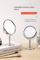 Miroir de bureau de maquillage de table le plus populaire Miroir rond de bureau en métal vintage Miroir de maquillage double face portable à 2 côtés