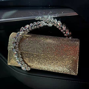 Nuevo Bolso de Mano de Satén para Fiesta con Asa de Cristal - Bolso de Hombro Cruzado para <span class=keywords><strong>Mujer</strong></span>, para Bodas y Eventos - Product Image 5