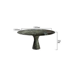 <span class=keywords><strong>Table</strong></span> à manger en marbre vert foncé Moody, piétement cintré unique, plateau rond allongé, veines naturelles, <span class=keywords><strong>table</strong></span> à manger contemporaine - Product Image 6