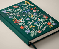 Carnet de notes personnalisé avec couverture en tissu et broderie florale, y compris un marque-page en ruban gros-grain