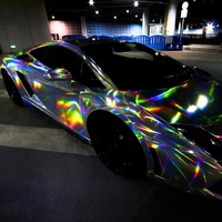 Film vinyle pour voiture WRAPMASTER 1,35*18M, effet miroir holographique arc-en-ciel, chrome argenté