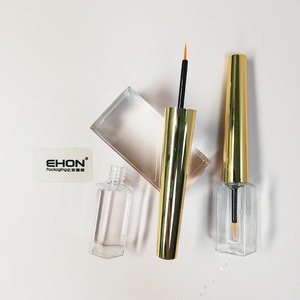 Tube d'eye-liner doré métallisé avec capuchon, conteneur en plastique personnalisé pour eye-liner liquide, flacon cosmétique transparent vide pour cils, emballage - Product Image 3