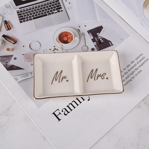 Modern Style Ceramic Mr. &amp; Mrs. Jewelry Display Dish - Ceramic <strong>Ring</strong> Dish and Decorative Trinket <strong>Plate</strong> - Product Image 3