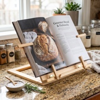 GL Custom Wood Book Stand Page Clips Foldable Multi Angle Standing Countertop Rack Reading for Reading Desk