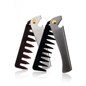 Peine de Bolsillo de Acero Inoxidable, Herramientas para Dar Forma a la Barba para Hombres, Peine Plegable para Barba para Hombres - Product Image 4