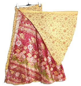 Women's Vintage Style Reversible Floral Magic <b>Wrap</b> Maxi <b>Skirt</b> Free Size Beach-Ready Recycled Silk <b>Long</b> Breathable Eco-Friendly - Product Image 3
