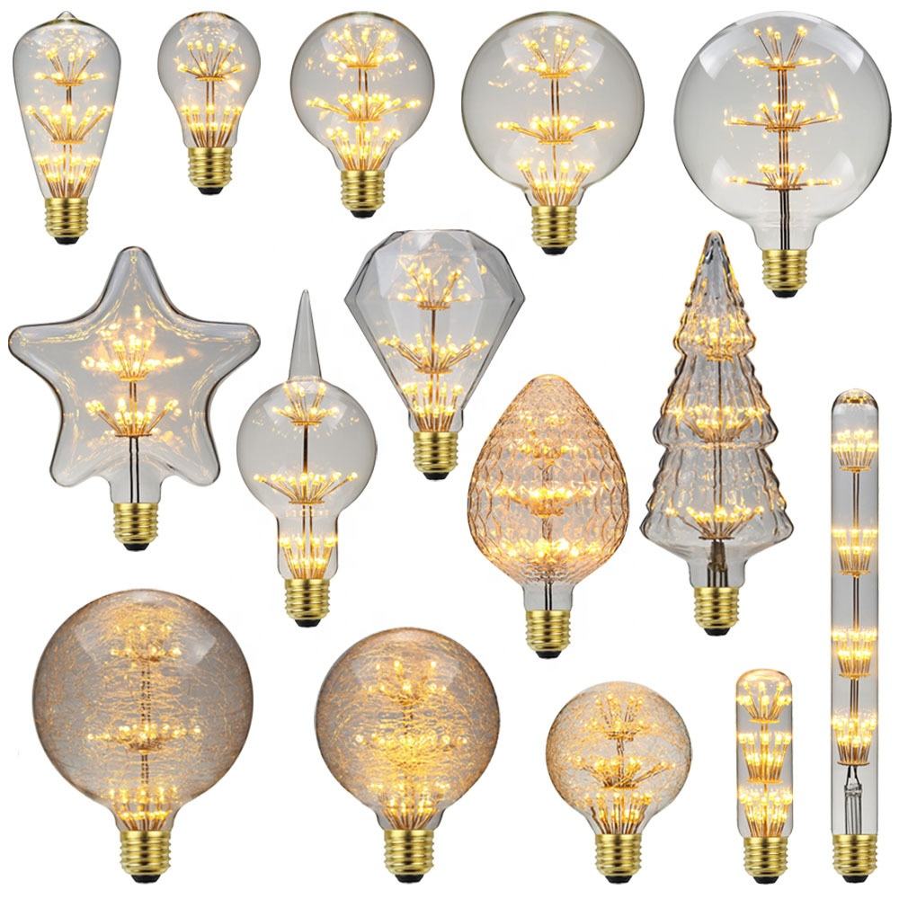 Illuminazione natalizia stella che cambia colore cuore lampadina decorativa a Led decorazione effetto 3D lampade natalizie fuochi d'artificio lampadina a led