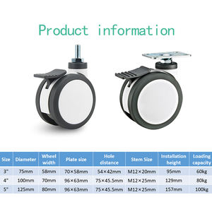 Rodízios Médicos de PU de 2, 2.5, 3, 4 e 5 Polegadas, Rodízios Médicos Pequenos para Hospital, Rodízios de Nylon para Equipamentos Médicos - Product Image 3
