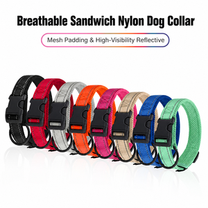 Collier pour <span class=keywords><strong>chien</strong></span> en nylon, maille sandwich respirante, réglable, pour chiens de petite, moyenne et grande taille, anti-perte, anti-évasion, accessoires pour animaux de compagnie - Product Image 1
