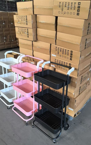 Modern Design PP Storage Organizer <strong>Trolley</strong> Rolling Utility Organizer Rack 3 Tier Storage Utility <strong>Cart</strong> for Bathroom Kitchen - Product Image 2