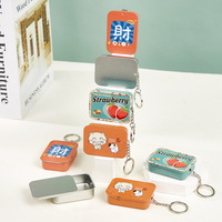 Boîte à chaîne suspendue mini créative MM, conteneur de rangement pour porte-clés, boîte en fer blanc à couvercle coulissant pour articles de confidentialité et pilules