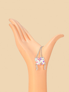 2 adet/takım renkli emaye Matching eşleşen manyetik kolye dostluk takı setleri papyon kedi kolye kolye çocuklar için çocuk - Product Image 5