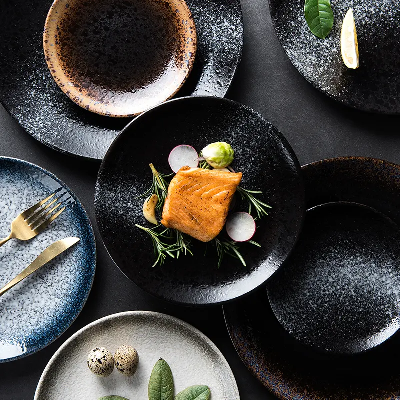 8 Zoll japanisches Home Restaurant verwendet große Keramik Steinzeug Abendessen runde Platte