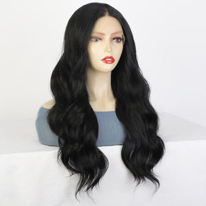 Venta al por mayor largo cuerpo onda <span class=keywords><strong>peluca</strong></span> parte media resistente al calor sintético negro encaje frente pelucas para mujeres uso diario <span class=keywords><strong>con</strong></span> encaje <span class=keywords><strong>frontal</strong></span> - Product Image 3
