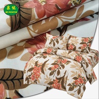 Tissu en microfibre imprimé floral corail personnalisé avec motif de feuilles brunes pour ensembles de literie, housses de couette, 100% polyester, textiles de maison