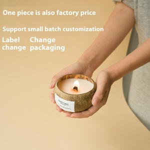 Bougie parfumée en <span class=keywords><strong>coque</strong></span> de noix de coco personnalisée en gros, cire de soja de qualité supérieure, parfum d'encens, huile essentielle, pour la maison et les fêtes - Product Image 2