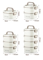 Stapelbare 316 Edelstahl Thermische Fachbox für Mittagessen/Snacks, 3-stöckiger Isolierter Bento-Lebensmittelbehälter mit Besteckset, Mikrowellengeeignet