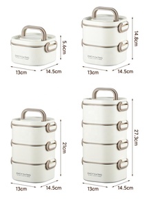 กล่องอาหารกลางวัน/ขนมแบบมีช่องเก็บความร้อน 3 ชั้น ทำจากสแตนเลส 316 แบบซ้อนได้ พร้อมชุดอุปกรณ์รับประทานอาหาร <span class=keywords><strong>ใช้</strong></span><span class=keywords><strong>กับ</strong></span><span class=keywords><strong>ไมโครเวฟ</strong></span>ได้ - Product Image 3