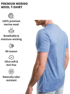 T-shirt personalizzata <span class=keywords><strong>in</strong></span> <span class=keywords><strong>lana</strong></span> Merino t-shirt da uomo 100% <span class=keywords><strong>in</strong></span> <span class=keywords><strong>lana</strong></span> Merino biologica leggera a Base di t-shirt sportiva all'aperto - Product Image 3