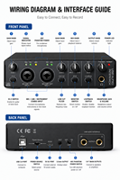 Interfaz de Audio USB con Alimentación Phantom de 48V, Tarjeta de Sonido para Grabación, Podcast y Streaming, Compatible con PC y Mac