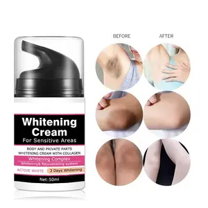Factory Wholesale 50ml Organic Body And Private Parts 3 Days Underarm Whitening Cream For Sensitive Areas