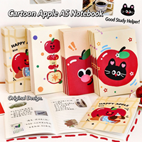 Carnet A5 mignon à motif de dessin animé, cahier d'exercices pour étudiants, pages lignées, journal portable, bloc-notes pour notes d'étude quotidiennes