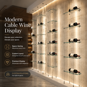 Componentes Comerciales para Estantes de <span class=keywords><strong>Vino</strong></span> con Cable: Abrazaderas de Doble Cara y Juego de Tensionadores de Cable para Gabinetes de <span class=keywords><strong>Vino</strong></span> de Bar - Product Image 4