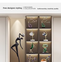 Lampe d'art LED en résine acrylique de style nordique moderne et minimaliste, design figurine humaine tenant une boule, alimentation CA pour télécommande