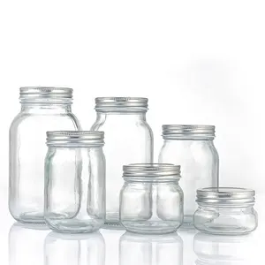 clear 5oz 8oz 25oz 32oz 1500ml wide mouth glass mason storage jar with lid  factory and manufacturers
