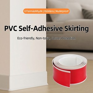 ราคาโรงงานถูกพิเศษ แผ่นปิดขอบผนัง PVC กว้าง 10 ซม. ม้วนยาว 25 ม. แบบมีกาวในตัว สำหรับบ้าน สำนักงาน ผนัง - Product Image 2